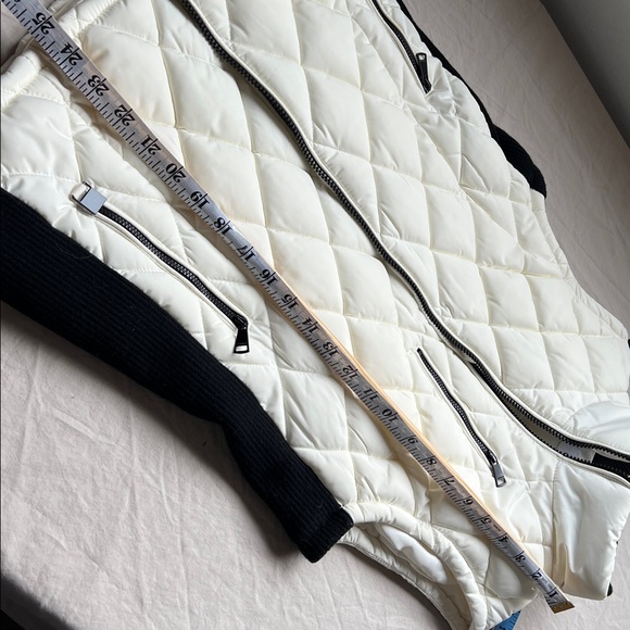 Cream and black quilted fitted vest by Calvin Klein with ribbed knit details sm - Picture 11 of 11